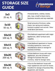 Self Storage Size Chart