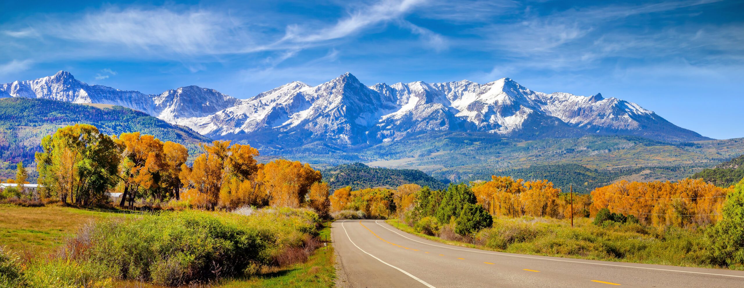 Landscape view of countryside Colorado USA fall season